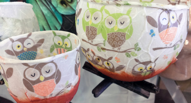 Owl Tealight Luminaries, Made From Paper and Wax