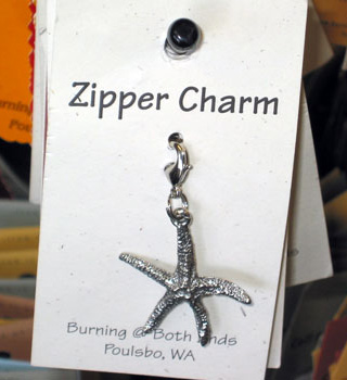 Silver Pewter Starfish Zipper Charm
